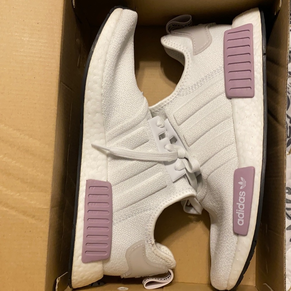 Adidas NMD R1 white shoes. Rare find!